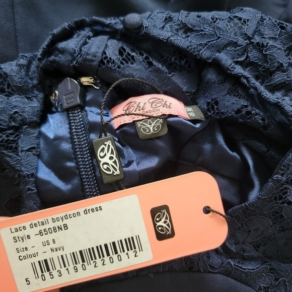 NWT Chi Chi London Lace Detail Bodycon Midi Dress in Blue 8 - Picture 13 of 13